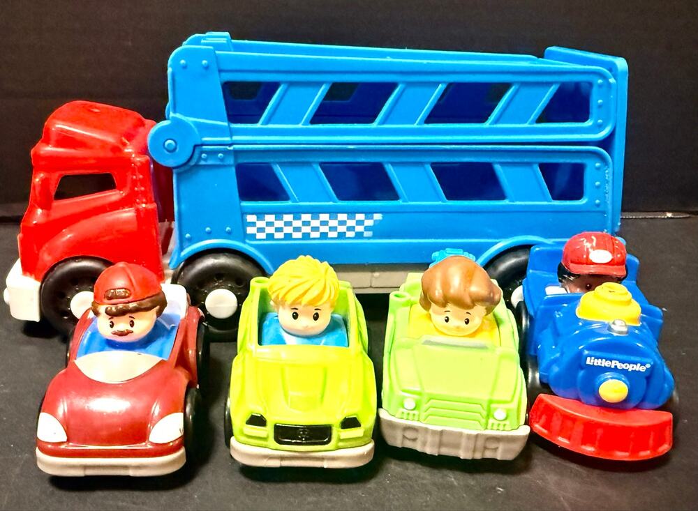Fisher-Price Little People Wheelies Sports Car Carrier with 4 wheelies